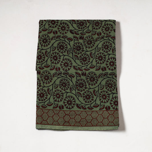 Green - Bagh Block Printed Cotton Precut Fabric (1 Meter) 15