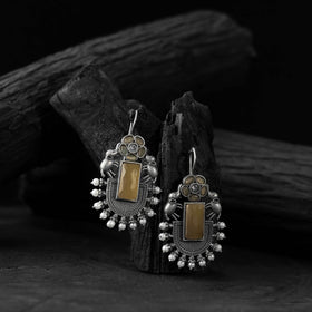 Yellow - saanjh bela elephant flower oxidised earrings