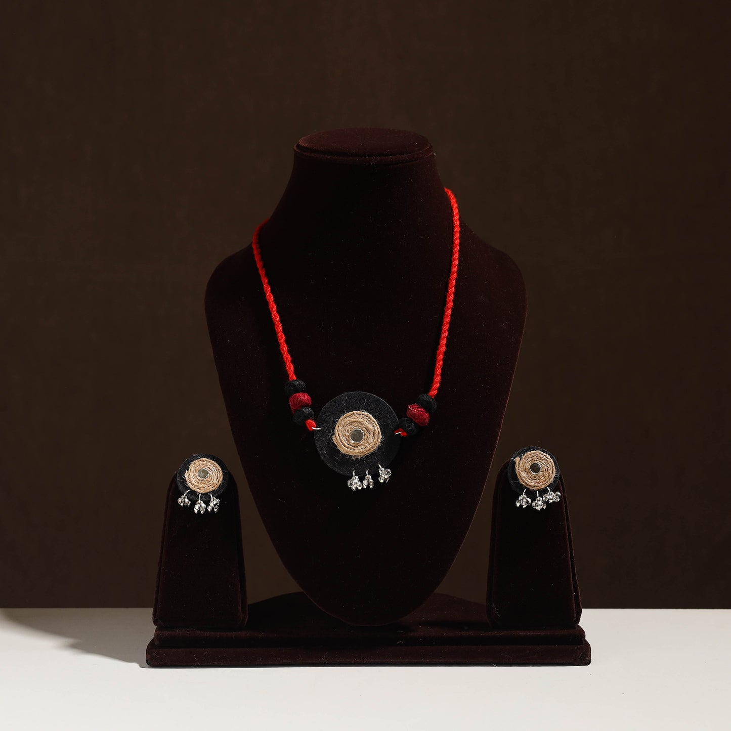  Handmade Jute Fabart Necklace Set