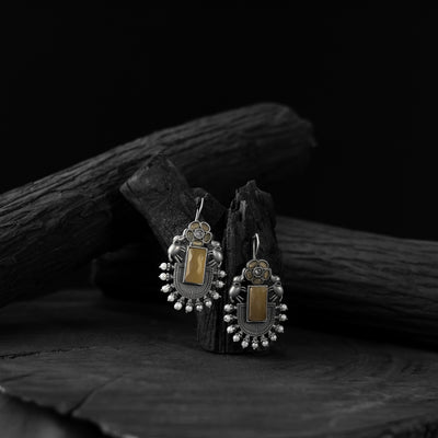 Yellow - saanjh bela elephant flower oxidised earrings