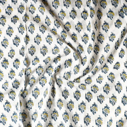 Multicolor - Sanganeri Block Printed Cotton Precut Fabric (1 Meter)