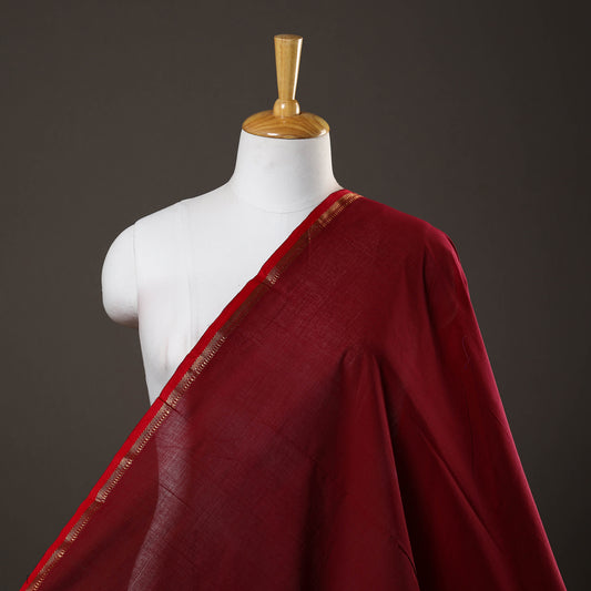 Red - Handloom Mangalagiri Cotton Fabric with Zari Border 02