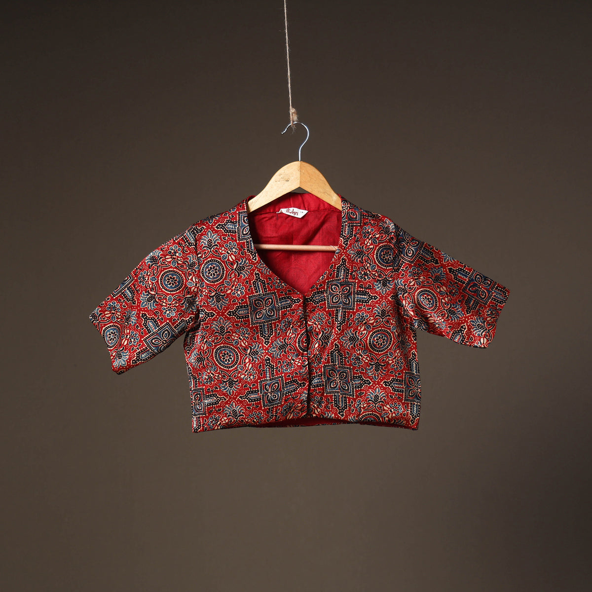Ajrakh Hand Block Print Modal Silk Readymade Blouse 20