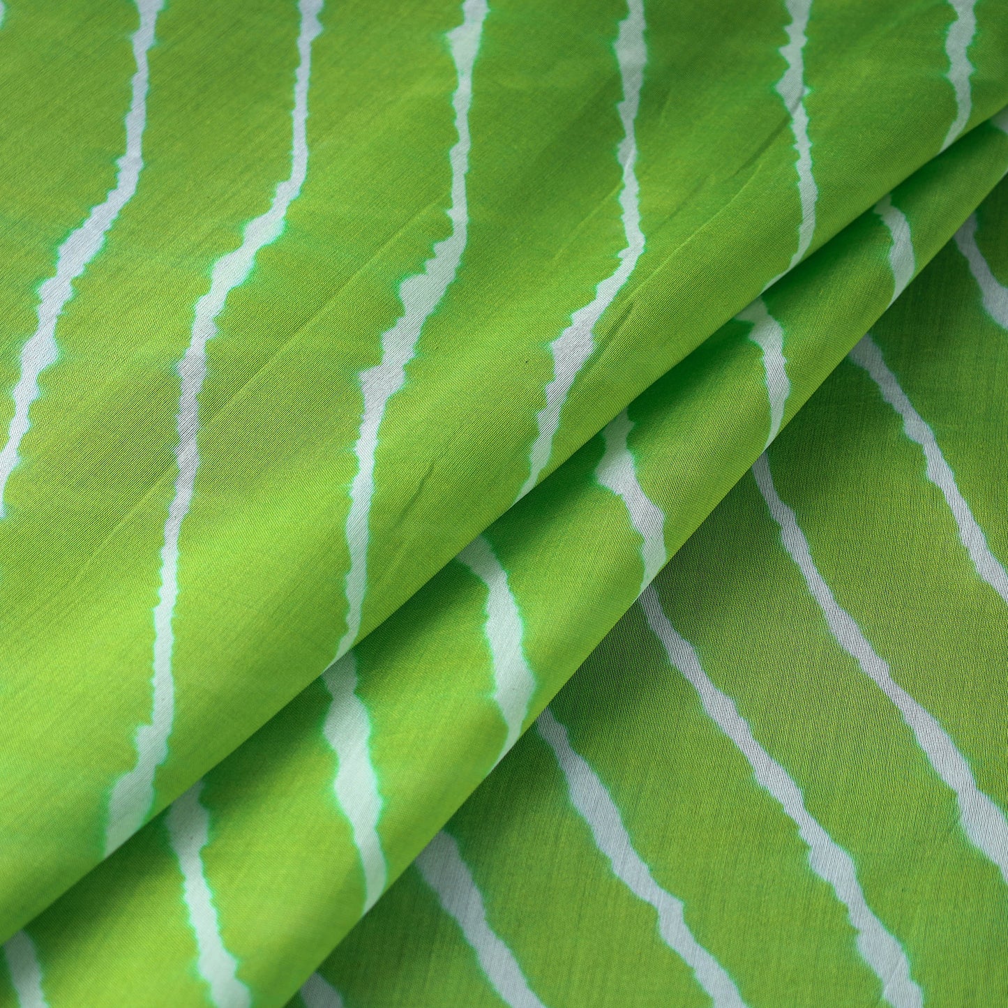 Green - Handloom Chanderi Silk Tie-Dye Leheriya Fabric 09