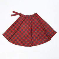 Red - Block Print Cotton Wrap Around Ajrakh Skirt 12