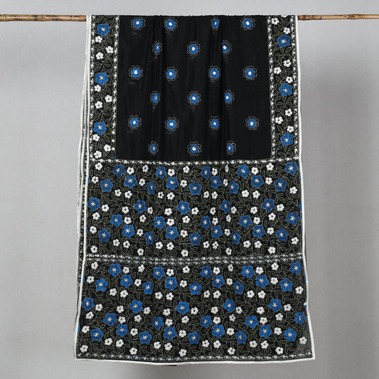 Black - Phulkari Hand Embroidery Silk Cotton Saree