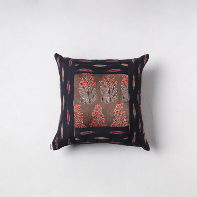 Pochampally Ikat Cushion Cover with Ajrakh Patch (16 x 16 in) 53