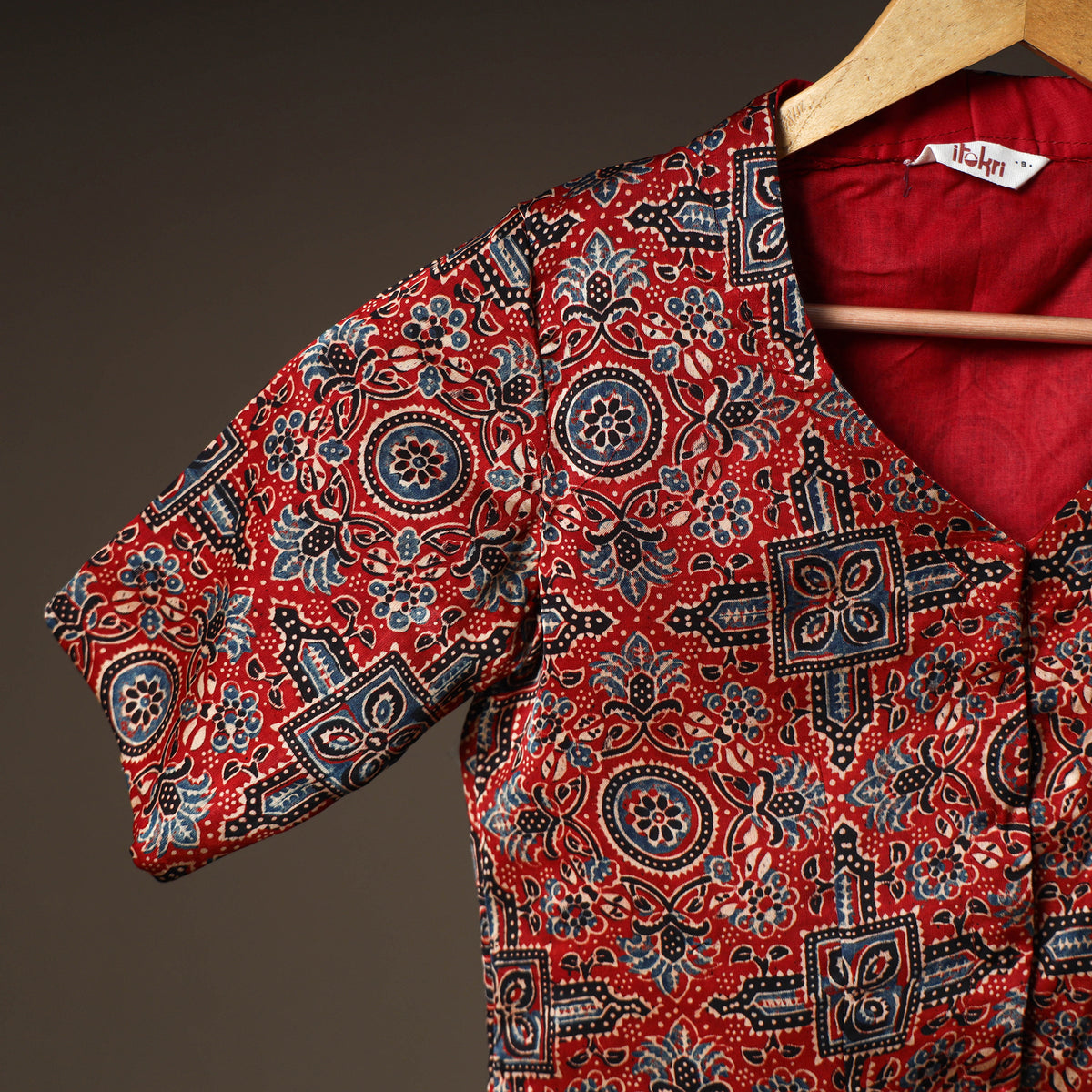 Ajrakh Hand Block Print Modal Silk Readymade Blouse 20
