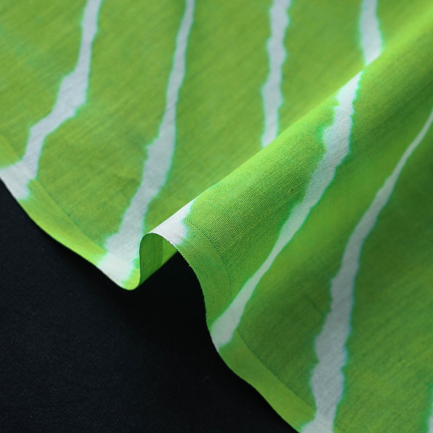 Green - Handloom Chanderi Silk Tie-Dye Leheriya Fabric 09