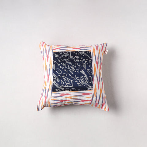 Pochampally Ikat Cushion Cover with Ajrakh Patch (16 x 16 in) 54