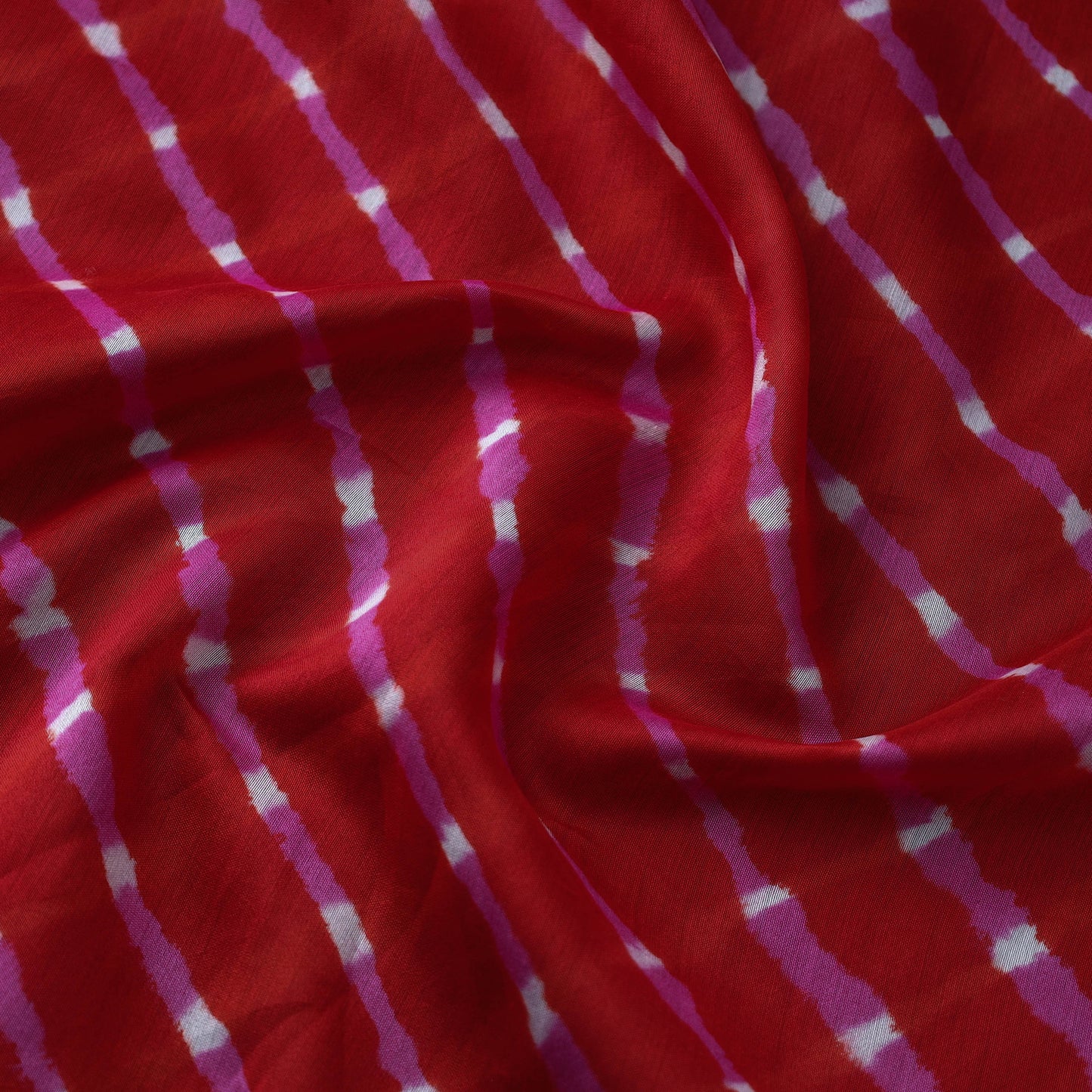 Red - Handloom Chanderi Silk Mothra Tie-Dye Leheriya Fabric 08