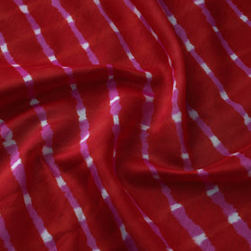 Red Handloom Chanderi Silk Mothra Tie-Dye Leheriya Fabric