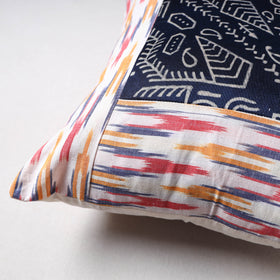 Pochampally Ikat Cushion Cover with Ajrakh Patch (16 x 16 in) 54