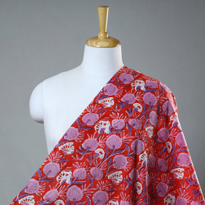 Red - Sanganeri Block Printed Cotton Fabric 26