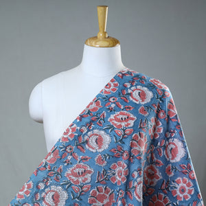 Blue - Sanganeri Block Printed Cotton Fabric 25
