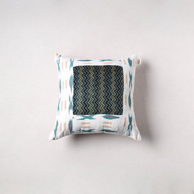 Pochampally Ikat Cushion Cover with Ajrakh Patch (16 x 16 in) 55