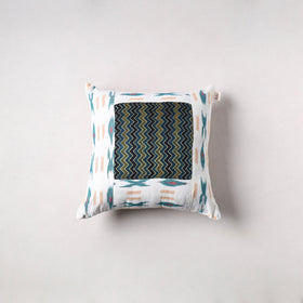 Pochampally Ikat Cushion Cover with Ajrakh Patch (16 x 16 in) 55