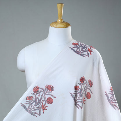White - Sanganeri Block Printed Cotton Fabric 24
