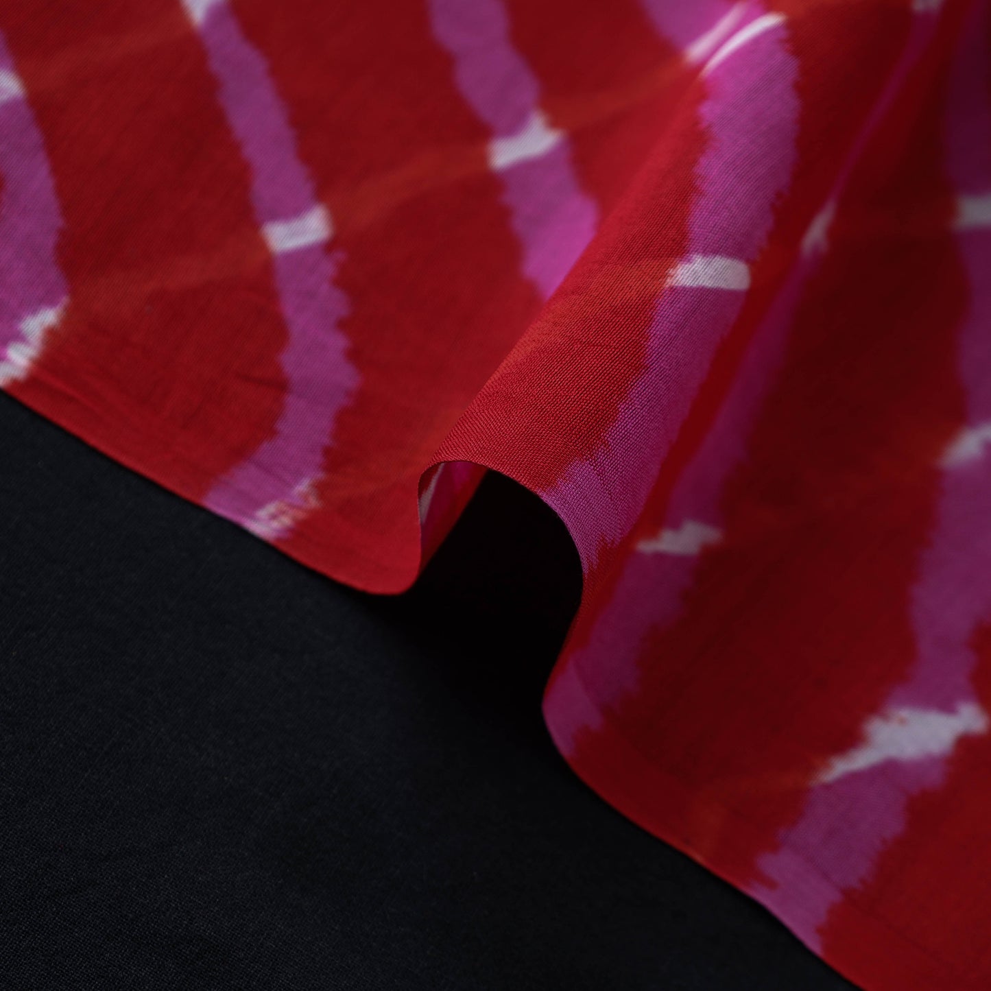 Red - Handloom Chanderi Silk Mothra Tie-Dye Leheriya Fabric 08