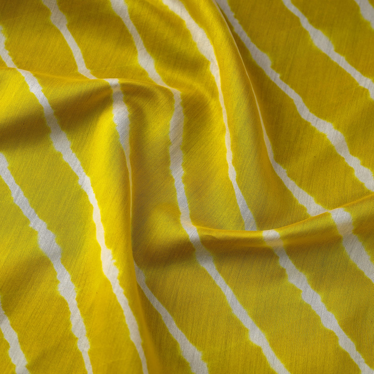 Yellow - Handloom Chanderi Silk Tie-Dye Leheriya Fabric 10