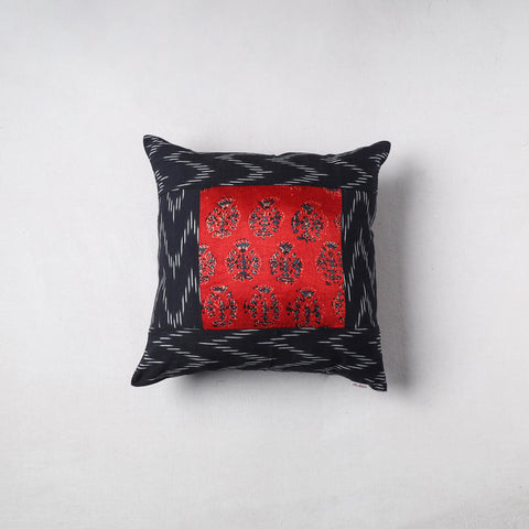 Pochampally Ikat Cushion Cover with Ajrakh Patch (16 x 16 in) 56