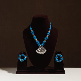 Buy Handmade German Silver Thread Beads Necklace Set