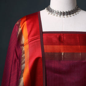 Handloom Maheshwari Silk Unstitched Dress Material: Kurta with Dupatta 08