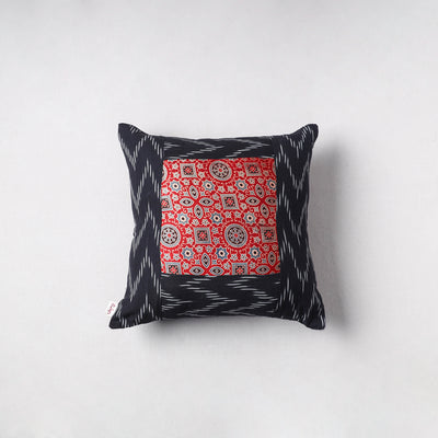 Pochampally Ikat Cushion Cover with Ajrakh Patch (16 x 16 in) 57