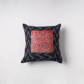 Pochampally Ikat Cushion Cover with Ajrakh Patch (16 x 16 in) 57