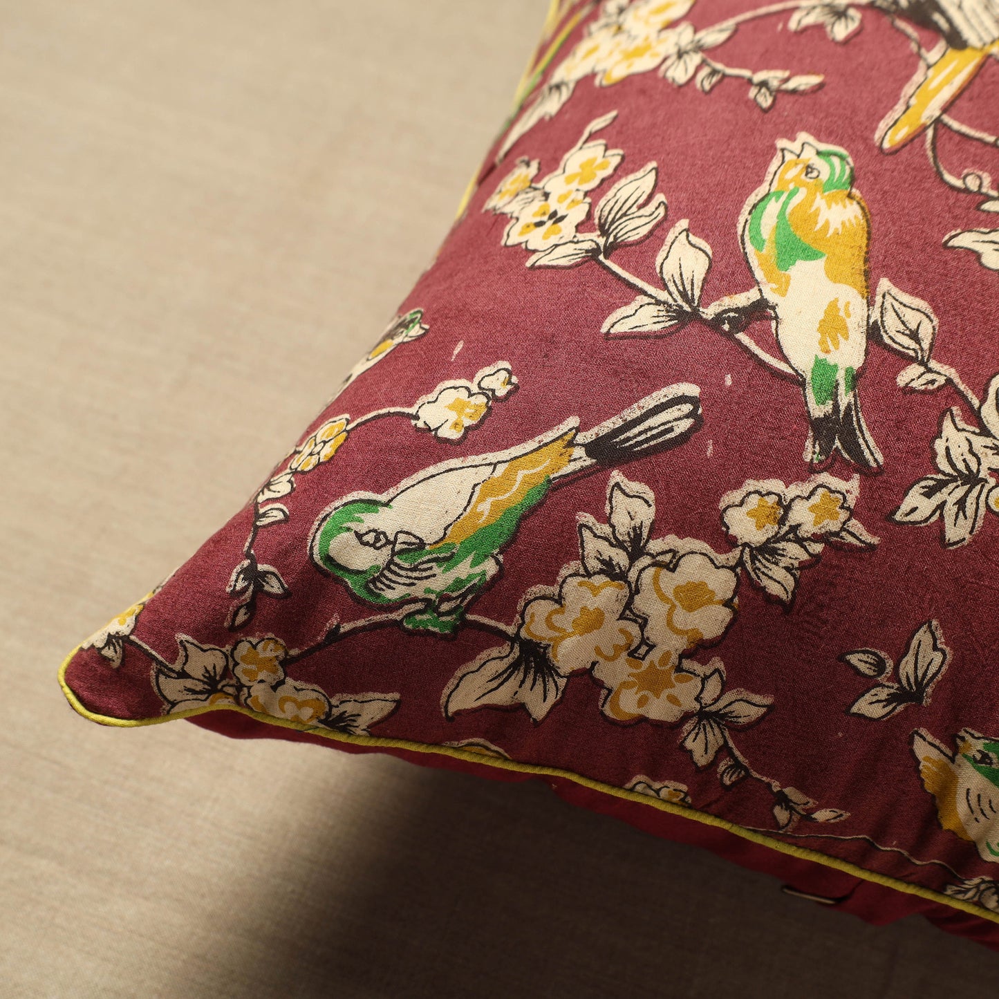 Cotton Kalamkari Printed Cushion Cover (16 x 16 in) 09