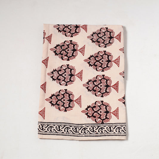 White - Bagh Block Printed Cotton Precut Fabric (0.9 Meter) 21