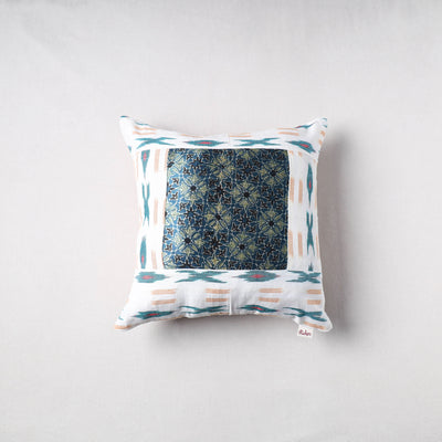 Pochampally Ikat Cushion Cover with Ajrakh Patch (16 x 16 in) 58