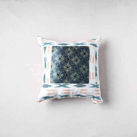 Pochampally Ikat Cushion Cover with Ajrakh Patch (16 x 16 in) 58