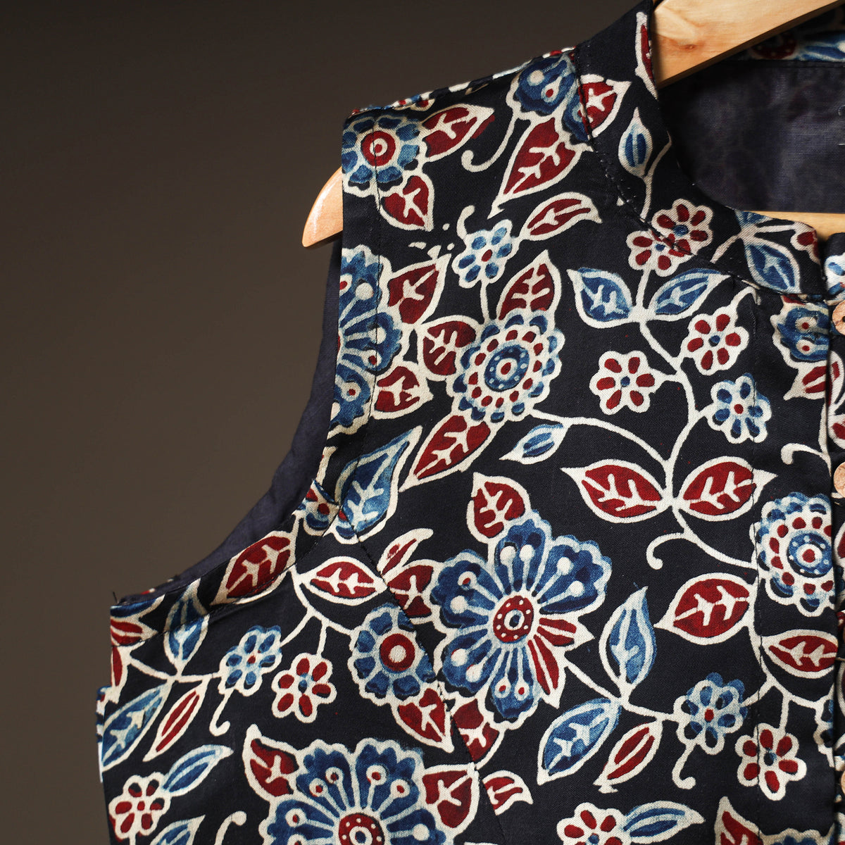 Ajrakh Hand Block Print Modal Silk Sleeveless Readymade Blouse 15