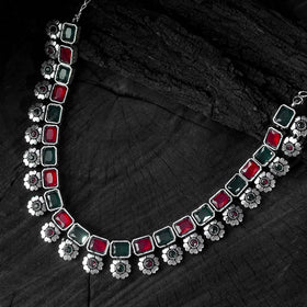 Multicolor - saanjh bela blossom oxidised necklace set