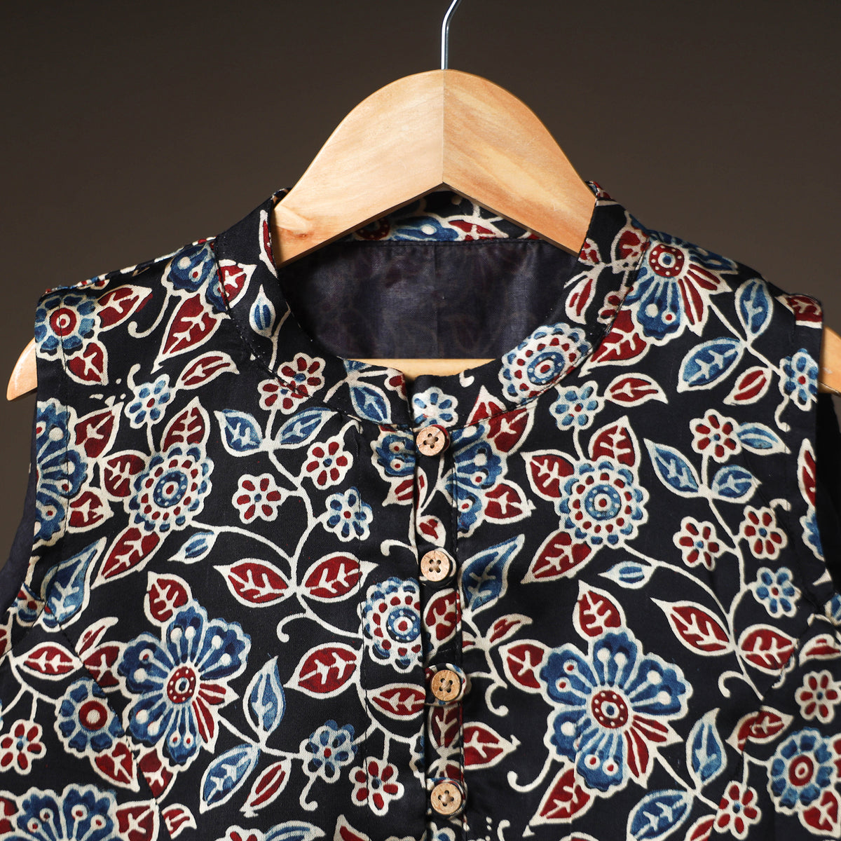 Ajrakh Hand Block Print Modal Silk Sleeveless Readymade Blouse 15