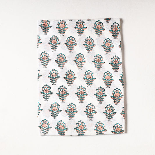 White - Sanganeri Block Printed Cotton Precut Fabric (1.3 Meter)