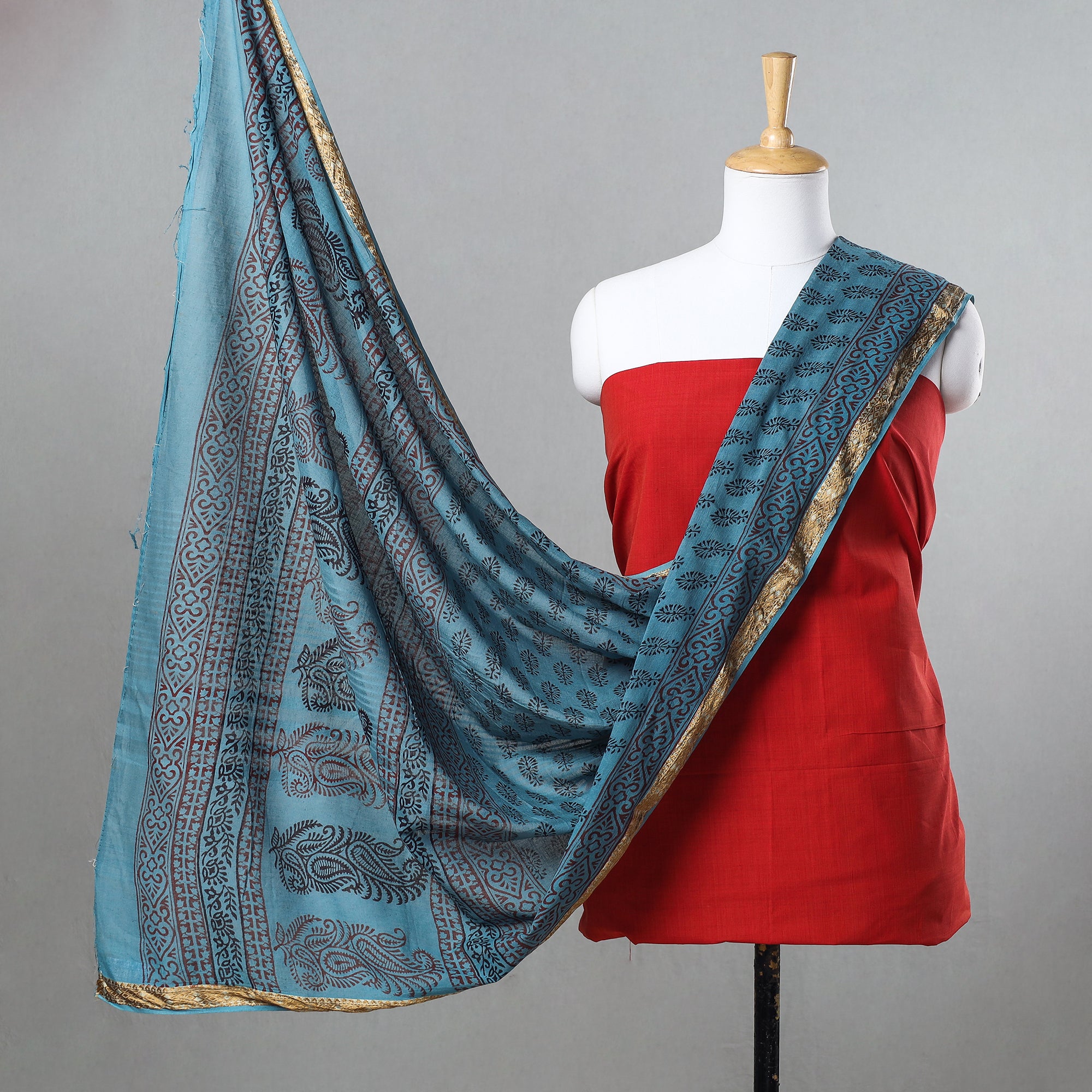 Women's Handloom Dress Material Cotton Printed Salwar Suits Chudidhar Dress  Material Unstiched