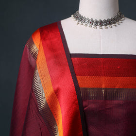 Handloom Maheshwari Silk Unstitched Dress Material: Kurta with Dupatta 09