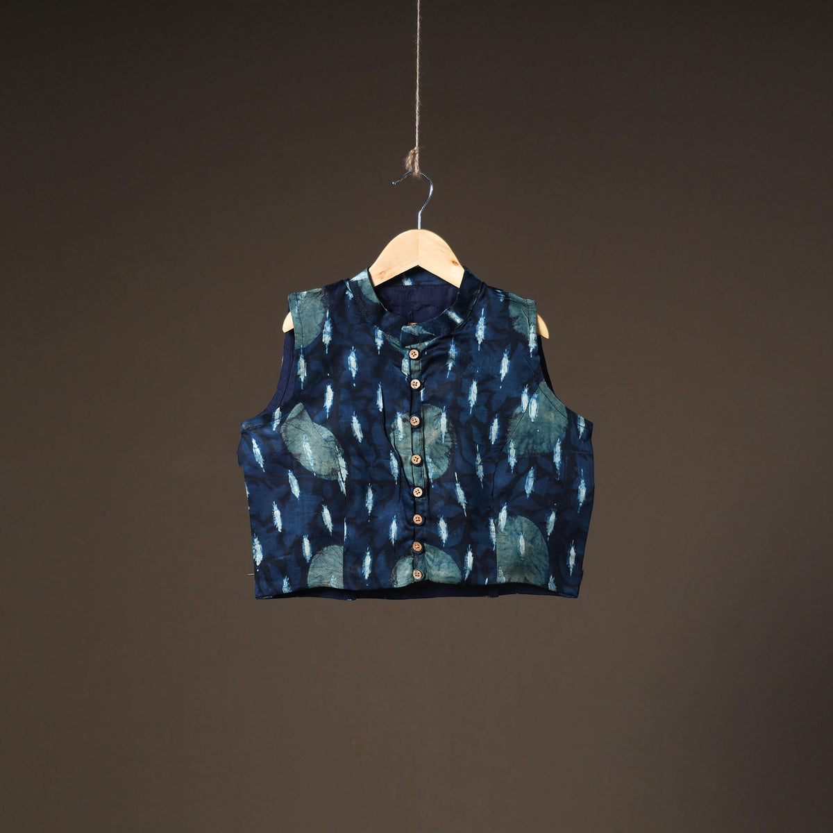 Ajrakh Hand Block Print Modal Silk Sleeveless Readymade Blouse 13