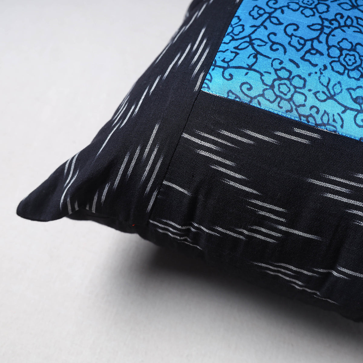 Pochampally Ikat Cushion Cover with Ajrakh Patch (16 x 16 in) 59