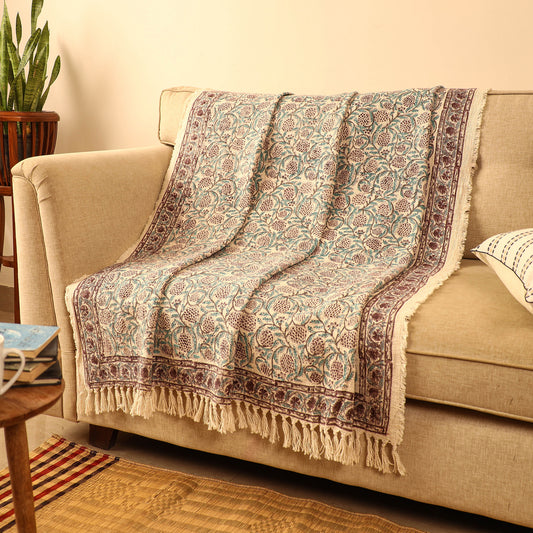 Handloom Jaipur Block Printed Cotton Sofa Throw (86 x 53 in) 02