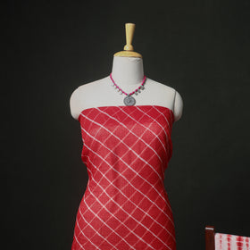 Leheriya Kota Doria Cotton Unstitched Dress Material: Kurta, Bottom & Dupatta 06