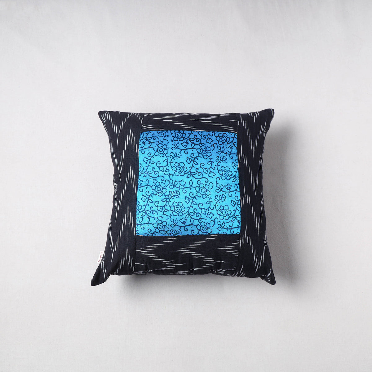 Pochampally Ikat Cushion Cover with Ajrakh Patch (16 x 16 in) 59