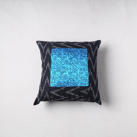 Pochampally Ikat Cushion Cover with Ajrakh Patch (16 x 16 in) 59