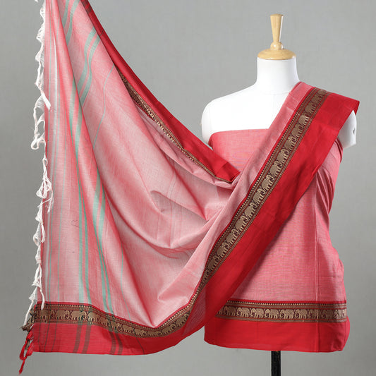 Pink - 3pc Dharwad Cotton Suit Material Set 15
