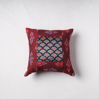 Pochampally Ikat Cushion Cover with Ajrakh Patch (16 x 16 in) 60