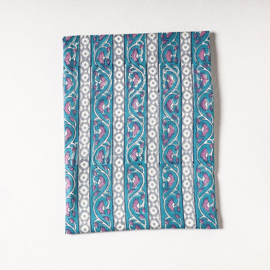 Blue - Sanganeri Block Printed Cotton Precut Fabric (1 Meter)
