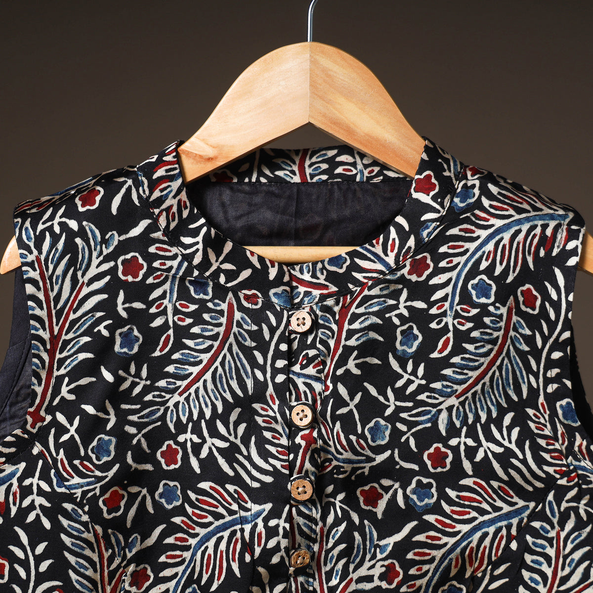 Ajrakh Hand Block Print Modal Silk Sleeveless Readymade Blouse 14