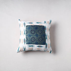 Pochampally Ikat Cushion Cover with Ajrakh Patch (16 x 16 in) 61